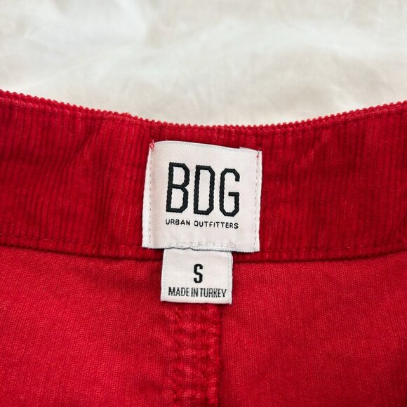 BDG Urban Outfitters Red Corduroy Mini Skirt Size S High Rise Raw Hem EUC - Picture 4 of 5